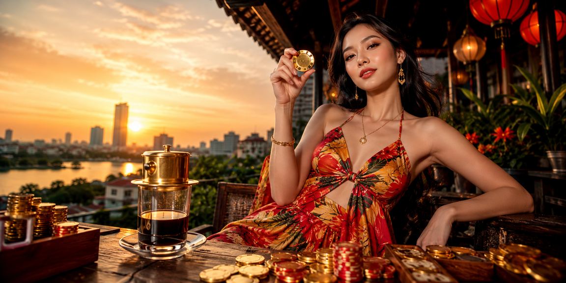 Người dùng tại Hà Nội kiểm tra ưu đãi hoàn trả trên điện thoại bên tách cà phê