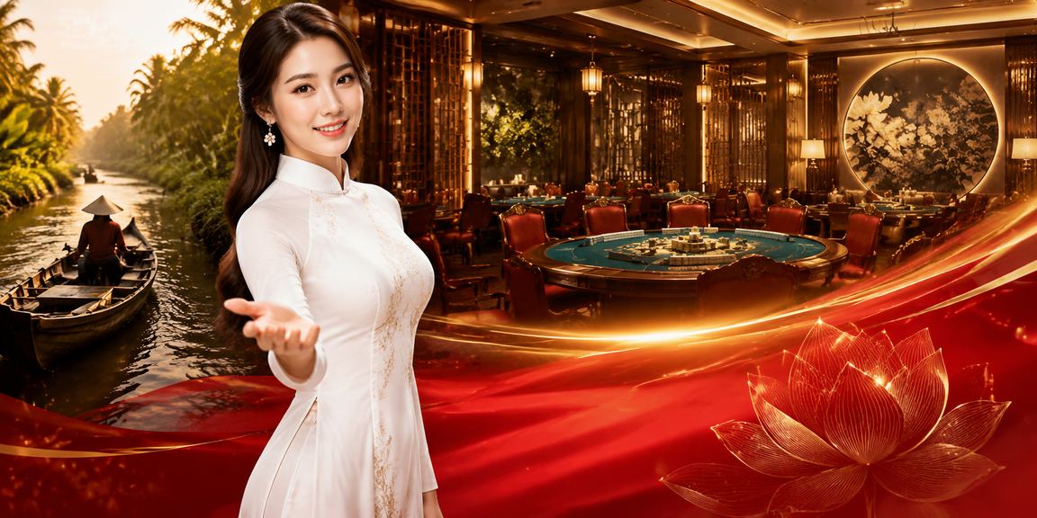 Khung cảnh vui vẻ bên bàn bài tại vùng Mekong với người mặc áo dài truyền thống Việt Nam